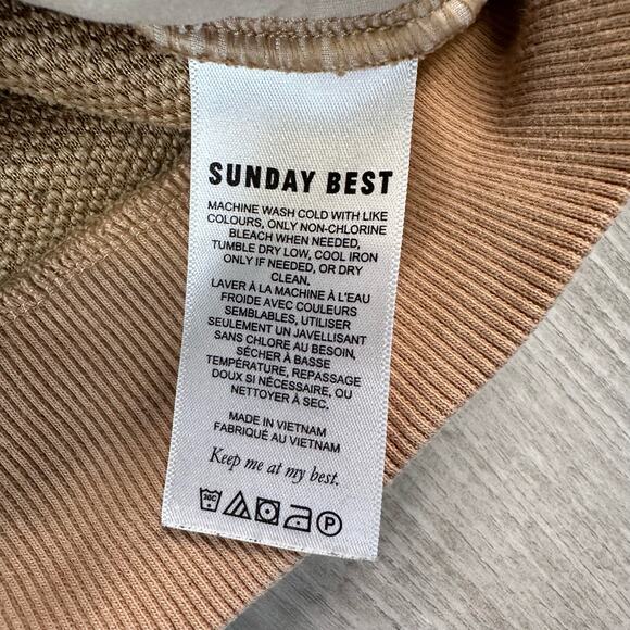 Sunday Best Sherpa Sweatshirt Tan WMNS Aritzia Hoodie XS Ribbed Side Zip Pockets - Picture 4 of 6